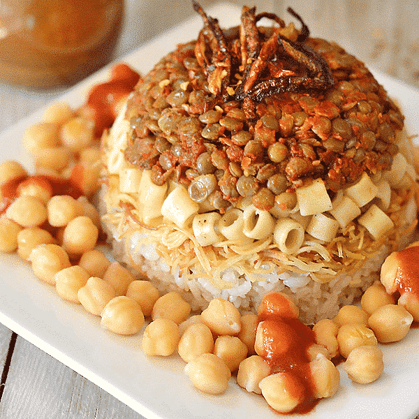 Koshari - rice, lentils, pasta, chickpeas