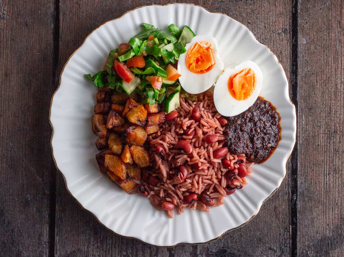 Waakye - black eyed beans and rice