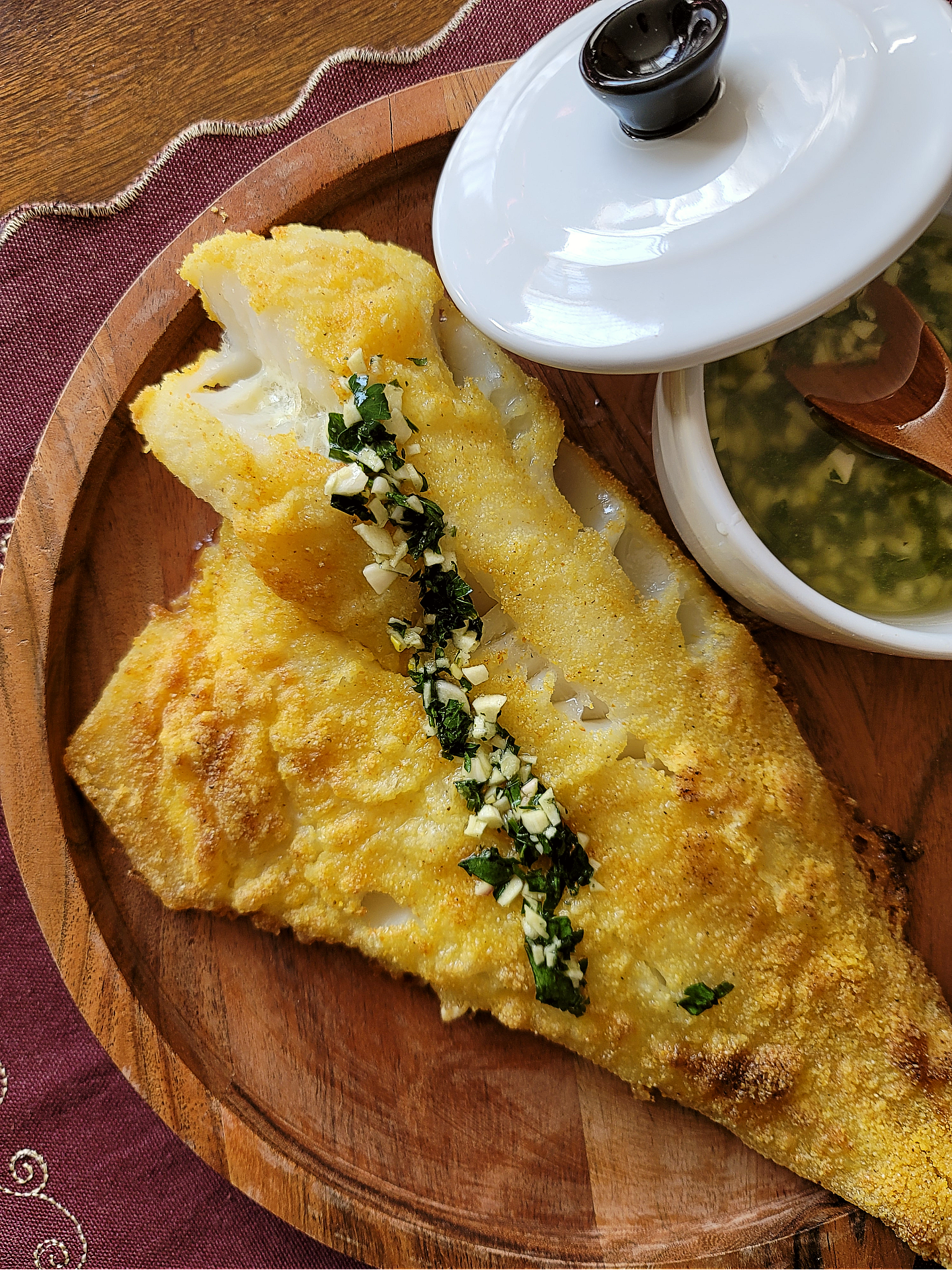 Pecena Riba sa Prelivom - baked cod with lemon/garlic sauce