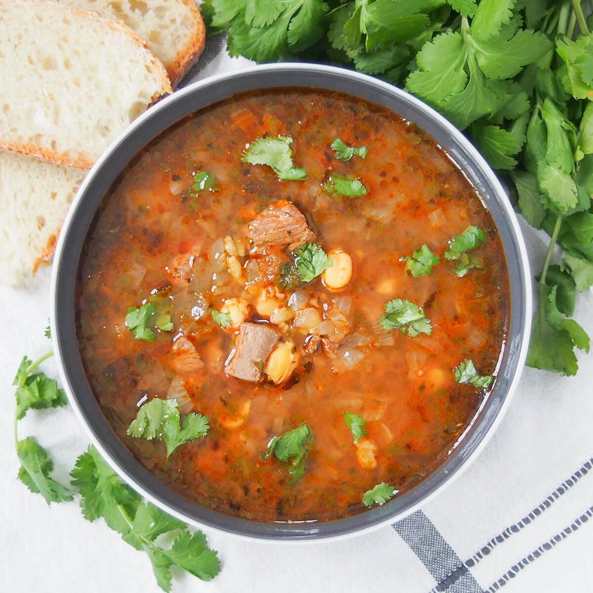 Chorba frik - meat and chickpea soup