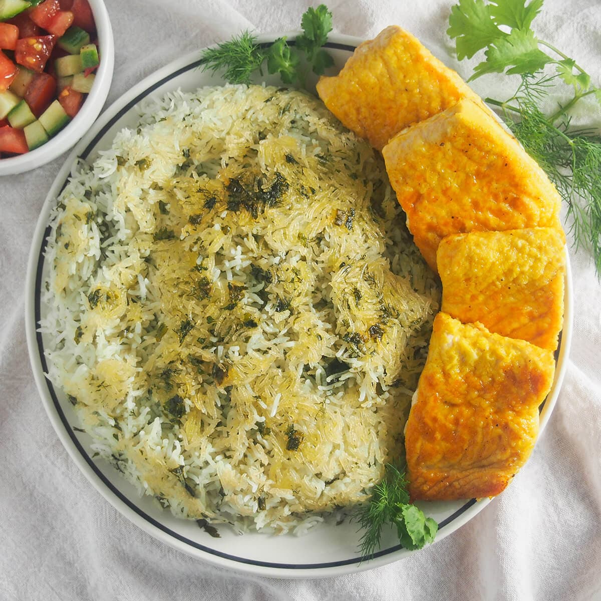 Sabzi polo ba mahi - Persian herb rice with fish